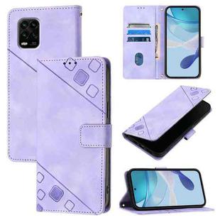 For Xiaomi Mi 10 Lite 5G Skin Feel Embossed Leather Phone Case(Light Purple)