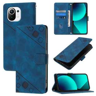 For Xiaomi Mi 11 Skin Feel Embossed Leather Phone Case(Blue)