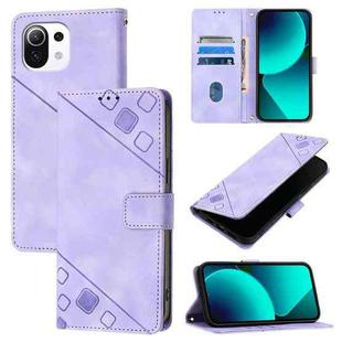 For Xiaomi Mi 11 Lite / Mi 11 Lite 5G Skin Feel Embossed Leather Phone Case(Light Purple)