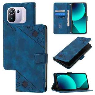 For Xiaomi Mi 11 Pro Skin Feel Embossed Leather Phone Case(Blue)