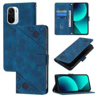 For Xiaomi Poco F3 / Redmi K40 / K40 Pro Skin Feel Embossed Leather Phone Case(Blue)