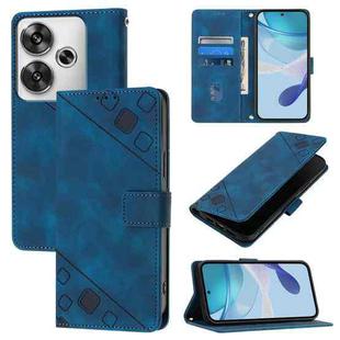 For Xiaomi Poco F6 Skin Feel Embossed Leather Phone Case(Blue)