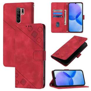 For Xiaomi Poco M2 Global / Redmi 9 Skin Feel Embossed Leather Phone Case(Red)