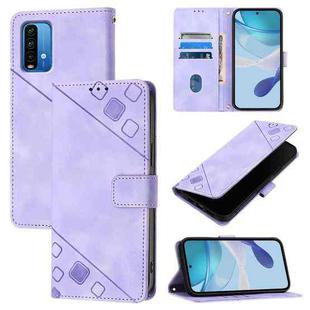 For Xiaomi Poco M3 / Redmi 9 Power Skin Feel Embossed Leather Phone Case(Light Purple)