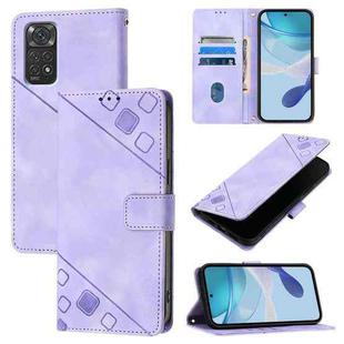 For Xiaomi Poco M4 Pro 5G / Redmi Note 11S 5G Skin Feel Embossed Leather Phone Case(Light Purple)