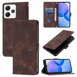 For Xiaomi Poco M6 Pro 5G / Redmi 12 4G / 5G Skin Feel Embossed Leather Phone Case(Brown)