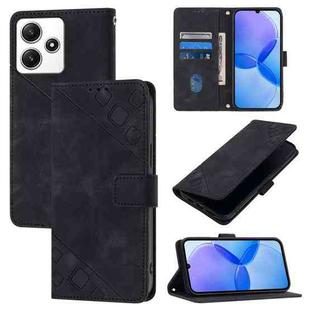 For Xiaomi Poco M6 Pro 5G / Redmi 12 4G / 5G Skin Feel Embossed Leather Phone Case(Black)