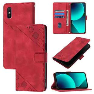 For Xiaomi Redmi 9A / 9i / 9AT Skin Feel Embossed Leather Phone Case(Red)