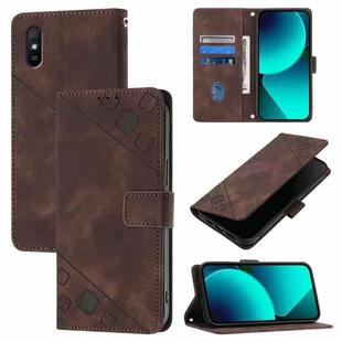 For Xiaomi Redmi 9A / 9i / 9AT Skin Feel Embossed Leather Phone Case(Brown)
