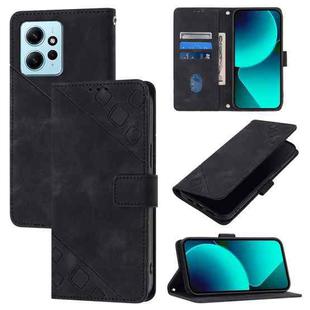 For Xiaomi Redmi Note 12 4G Global Skin Feel Embossed Leather Phone Case(Black)