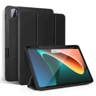 For Xiaomi Pad 5 / 5 Pro 3-fold Smart Leather Tablet Case with Pen Slot(Black)