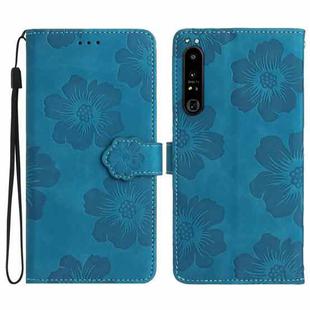 For Sony Xperia 10 IV Flower Embossing Pattern Leather Phone Case(Blue)