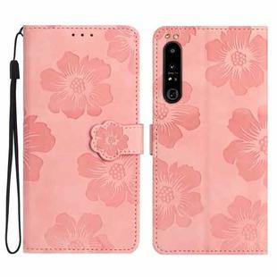 For Sony Xperia 10 IV Flower Embossing Pattern Leather Phone Case(Pink)