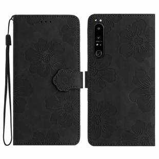 For Sony Xperia 10 IV Flower Embossing Pattern Leather Phone Case(Black)