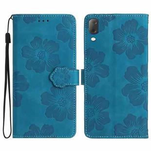 For Sony Xperia L3 Flower Embossing Pattern Leather Phone Case(Blue)