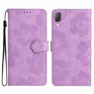 For Sony Xperia L3 Flower Embossing Pattern Leather Phone Case(Purple)