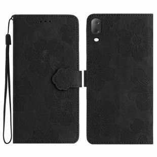 For Sony Xperia L3 Flower Embossing Pattern Leather Phone Case(Black)