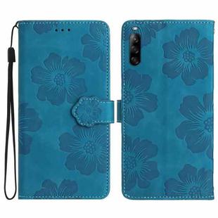 For Sony Xperia L4 Flower Embossing Pattern Leather Phone Case(Blue)