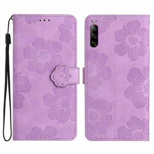 For Sony Xperia L4 Flower Embossing Pattern Leather Phone Case(Purple)