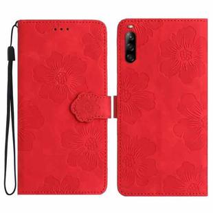 For Sony Xperia L4 Flower Embossing Pattern Leather Phone Case(Red)