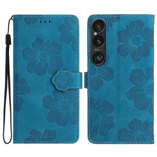 For Sony Xperia 1 VI Flower Embossing Pattern Leather Phone Case(Blue)