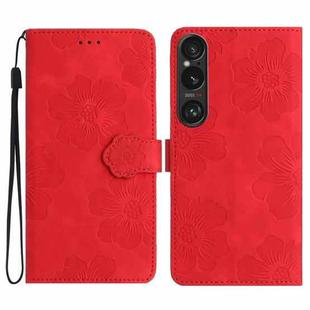 For Sony Xperia 1 VI Flower Embossing Pattern Leather Phone Case(Red)