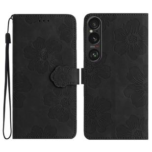 For Sony Xperia 1 VI Flower Embossing Pattern Leather Phone Case(Black)