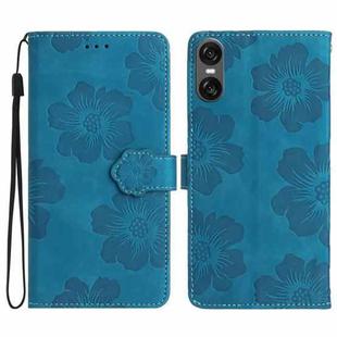 For Sony Xperia 10 VI Flower Embossing Pattern Leather Phone Case(Blue)