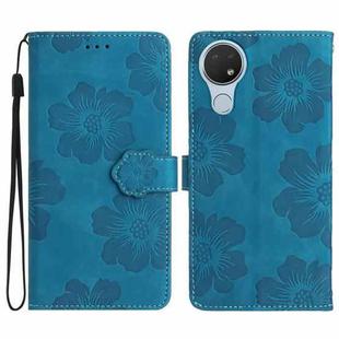 For Nokia 6.2 / 7.2 Flower Embossing Pattern Leather Phone Case(Blue)