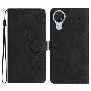 For Nokia 6.2 / 7.2 Flower Embossing Pattern Leather Phone Case(Black)