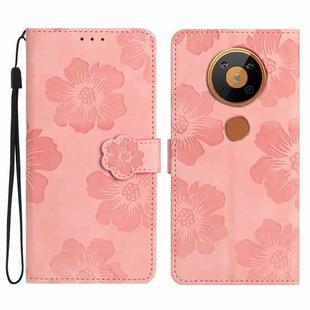 For Nokia 5.4 Flower Embossing Pattern Leather Phone Case(Pink)