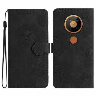 For Nokia 5.4 Flower Embossing Pattern Leather Phone Case(Black)