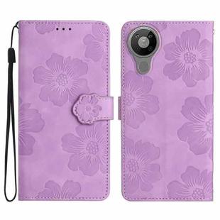 For Nokia 5.3 Flower Embossing Pattern Leather Phone Case(Purple)