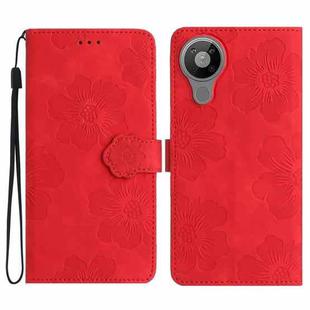 For Nokia 5.3 Flower Embossing Pattern Leather Phone Case(Red)