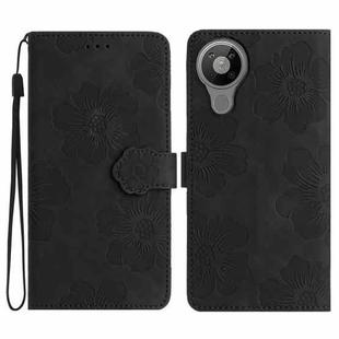 For Nokia 5.3 Flower Embossing Pattern Leather Phone Case(Black)