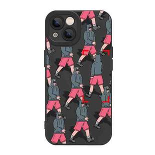 For iPhone 14 Liquid Silicone Pedestrians Pattern Phone Case(Black)