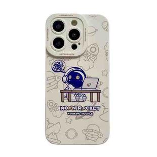 For iPhone 14 Liquid Silicone Astronaut Pattern Phone Case(White)