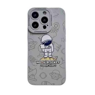 For iPhone 14 Liquid Silicone Astronaut Pattern Phone Case(Grey)