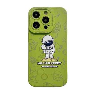 For iPhone 14 Plus Liquid Silicone Astronaut Pattern Phone Case(Green)