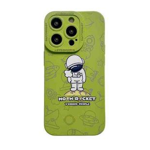 For iPhone 14 Pro Max Liquid Silicone Astronaut Pattern Phone Case(Green)
