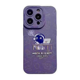For iPhone X / XS Liquid Silicone Astronaut Pattern Phone Case(Dark Purple)