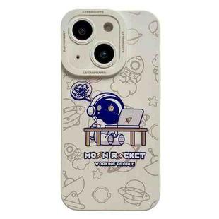 For iPhone 15 Liquid Silicone Astronaut Pattern Phone Case(White)