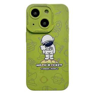 For iPhone 15 Liquid Silicone Astronaut Pattern Phone Case(Green)