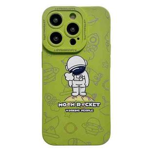 For iPhone 15 Pro Liquid Silicone Astronaut Pattern Phone Case(Green)