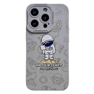 For iPhone 15 Pro Max Liquid Silicone Astronaut Pattern Phone Case(Grey)