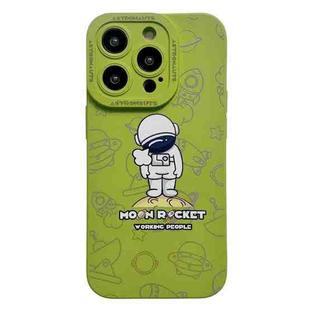 For iPhone 15 Pro Max Liquid Silicone Astronaut Pattern Phone Case(Green)