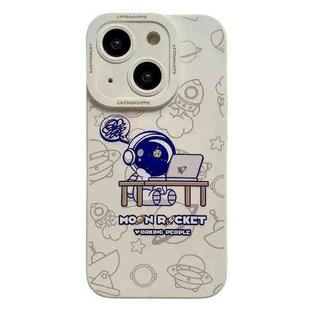 For iPhone 15 Plus Liquid Silicone Astronaut Pattern Phone Case(White)