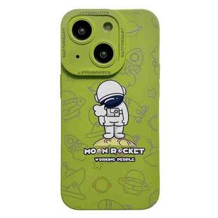 For iPhone 15 Plus Liquid Silicone Astronaut Pattern Phone Case(Green)