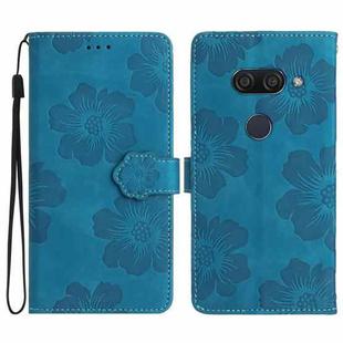 For LG K50 Flower Embossing Pattern Leather Phone Case(Blue)