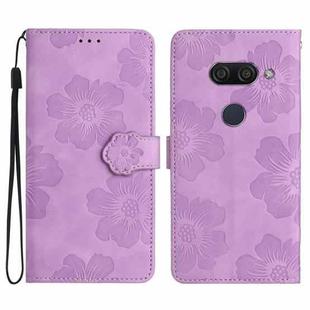 For LG K50 Flower Embossing Pattern Leather Phone Case(Purple)